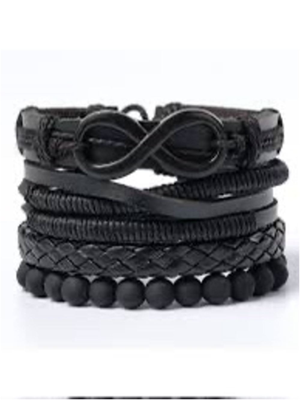 Infinity Multi-Layer Stacking Bracelets Faux Leather One Size Black
